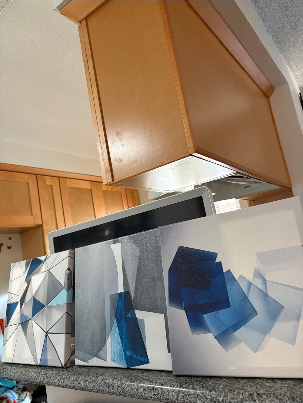 Abstract Blue Geometric Canvas Art Set